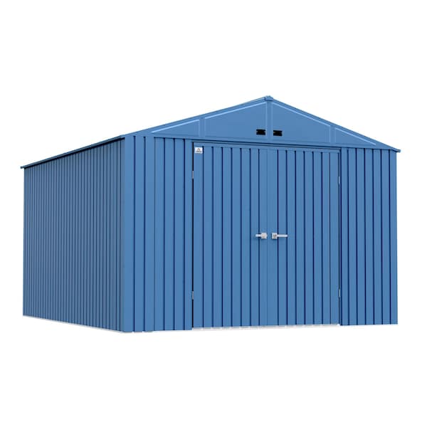 Elite Galvalume Steel Premium Shed Storage Shed, 10 ft x 12 ft, Blue Grey